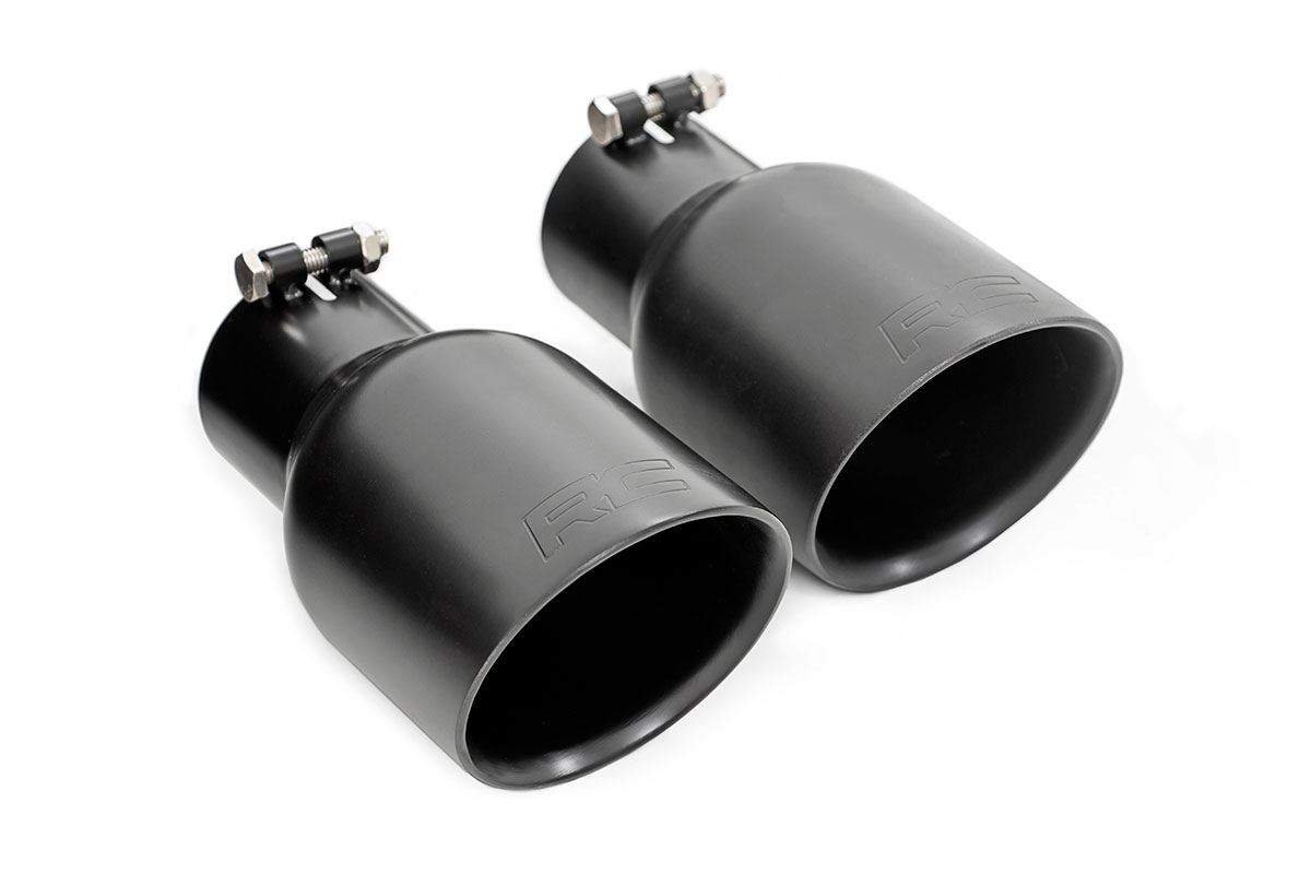 Jeep Wrangler Performance Exhaust - Dual Outlet - Rough Country - Dual-Outlet, Chambered Muffler - Matte Black - '07-'10